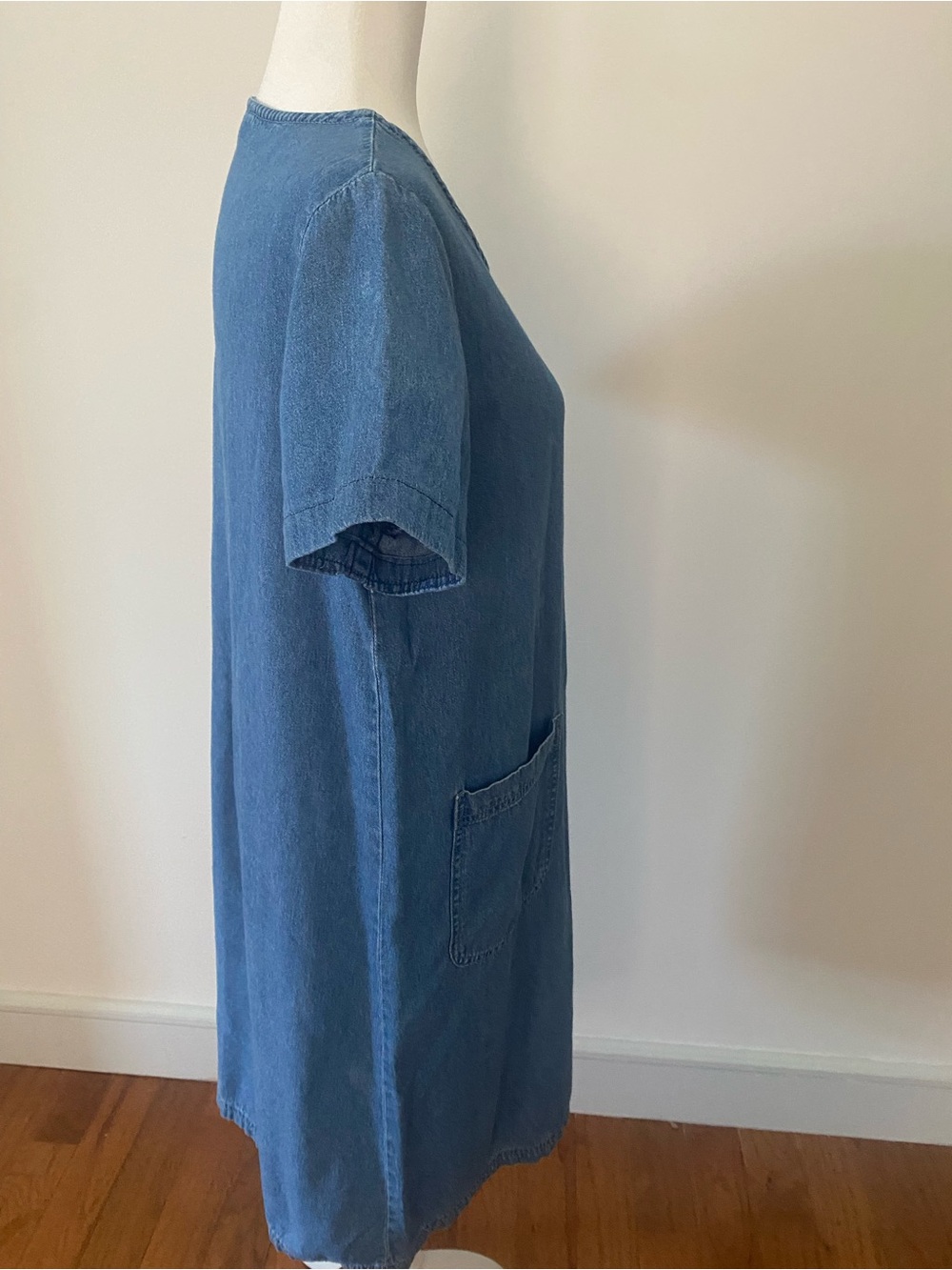 Vintage 90s Blair Denim Dress Small Ladybug Embroidered Cottagecore Pockets - Picture 5 of 13